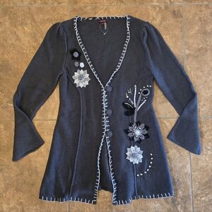 Grey Floral Detailed | LULUMARI | Duster Cardigan